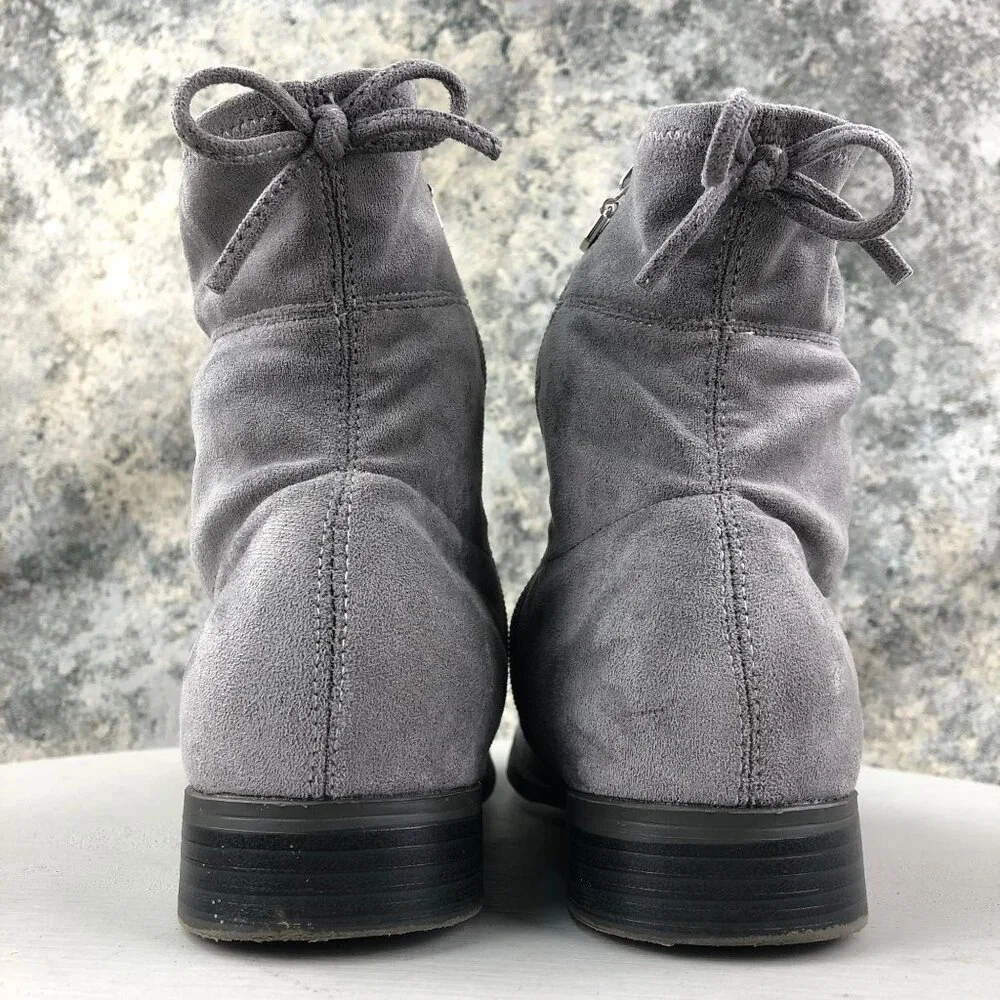 Stuart Weitzman Girl's Size 5 Lowland Mid Grey Faux Suede Side Zip Ankle Booties